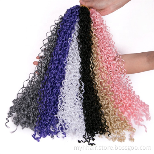 18 Inch 25 strands/piece Synthetic Hair Extensions Long Curly Box Braiding Crochet Braids Pink White Pure Color Wholesale